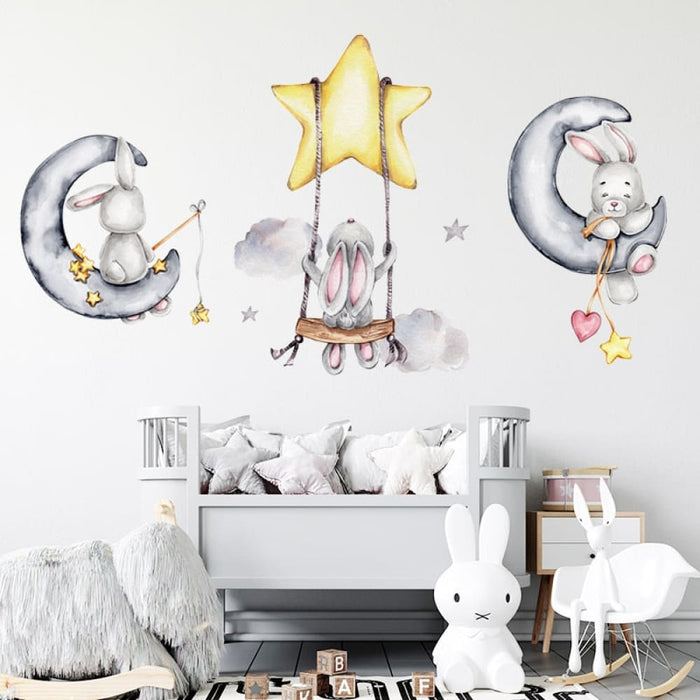 Bunny Baby Cartoon Wall Stickers For Kids Room