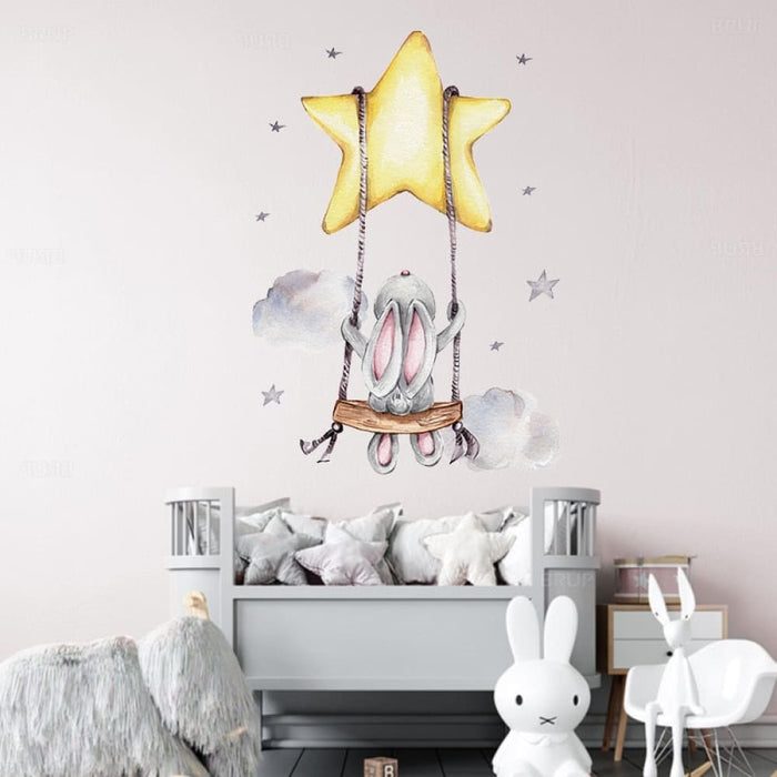 Bunny Baby Cartoon Wall Stickers for Kids Room
