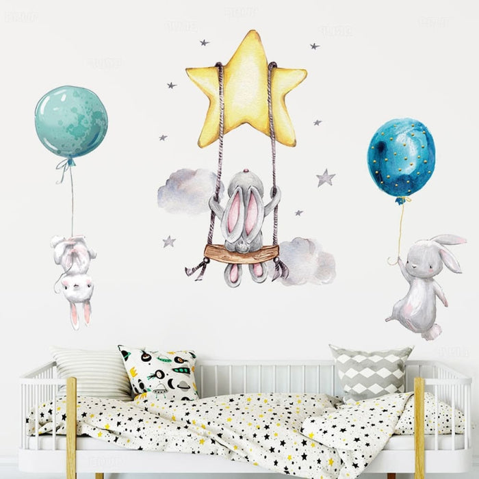 Bunny Baby Cartoon Wall Stickers for Kids Room