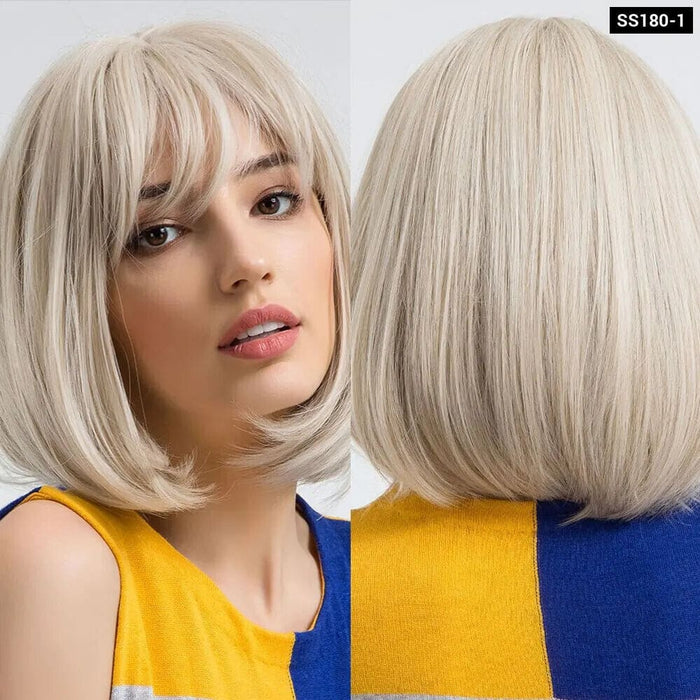 Burgundy Bob Wig with Thick Bangs