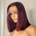 Burgundy Short Bob Human Hair Lace Front Wig