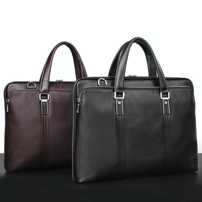 Business Cowhide Leather Handbag Lawyer Briefcase Messenger