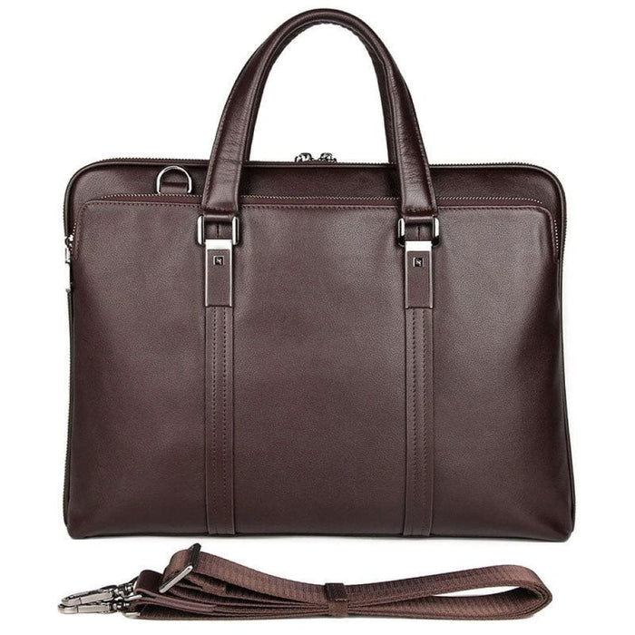 Business Cowhide Leather Handbag Lawyer Briefcase Messenger