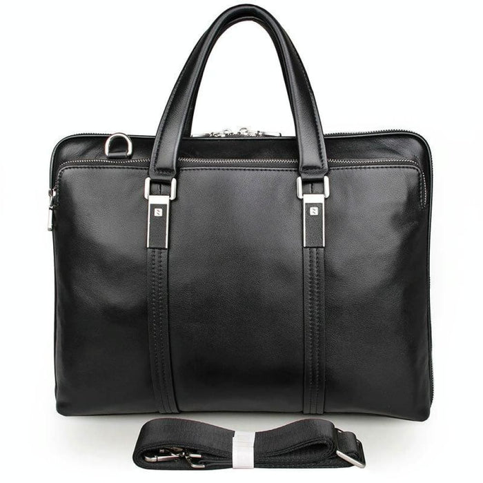 Business Cowhide Leather Handbag Lawyer Briefcase Messenger