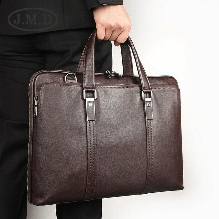 Business Cowhide Leather Handbag Lawyer Briefcase Messenger