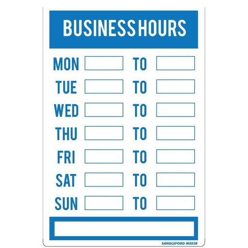 ’business Hours’ Plastic Sign
