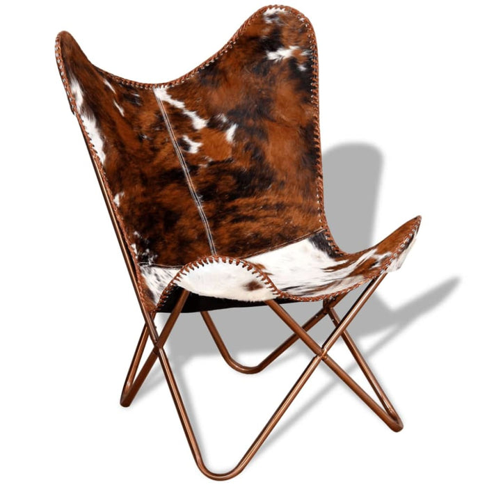 Butterfly Chair Brown and White Real Cowhide Leather Xatlkl