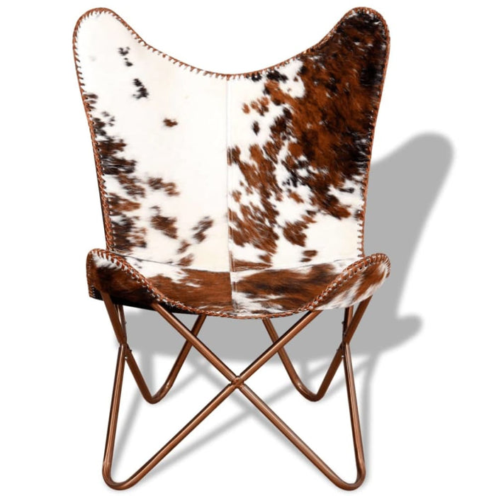 Butterfly Chair Brown And White Real Cowhide Leather Xatlkl