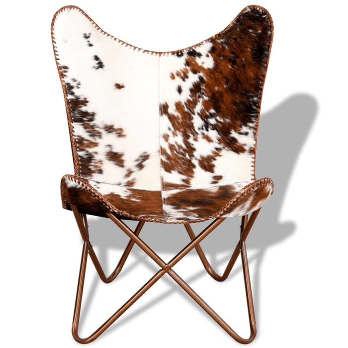 Butterfly Chair Brown and White Real Cowhide Leather Xatlkl