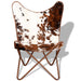 Butterfly Chair Brown and White Real Cowhide Leather Xatlkl