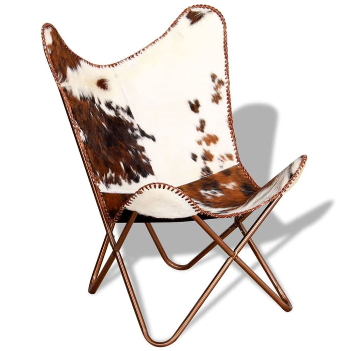 Butterfly Chair Brown and White Real Cowhide Leather Xatlkl