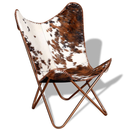 Butterfly Chair Brown and White Real Cowhide Leather Xatlkl