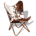 Butterfly Chair Brown and White Real Cowhide Leather Xatlkl