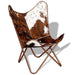 Butterfly Chair Brown and White Real Cowhide Leather Xatlkl
