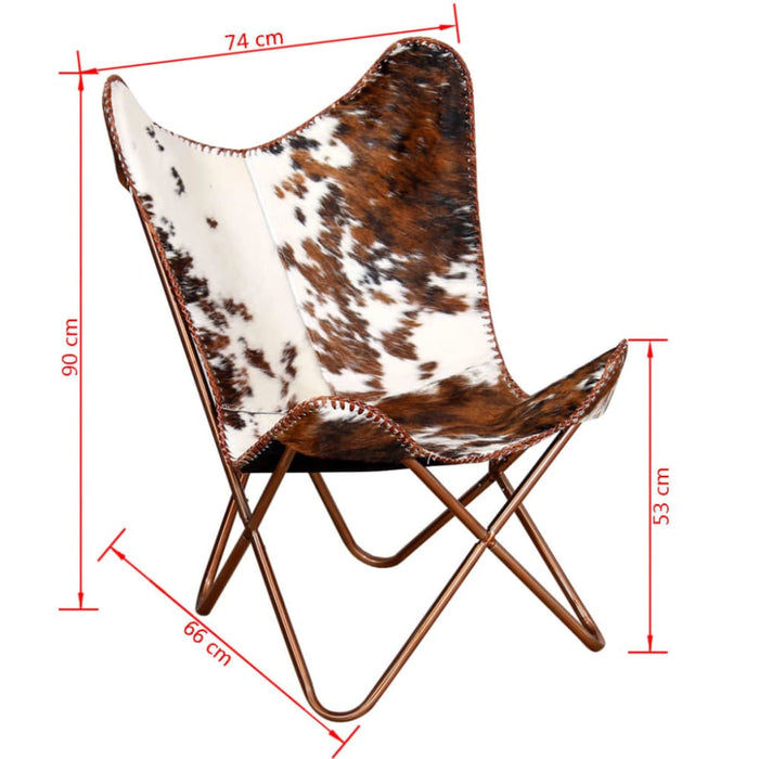 Butterfly Chair Brown and White Real Cowhide Leather Xatlkl