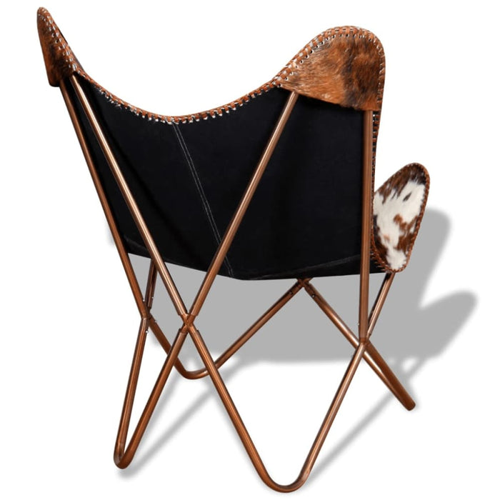 Butterfly Chair Brown and White Real Cowhide Leather Xatlkl