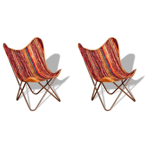 Butterfly Chairs 2 Pcs Multicolour Chindi Fabric Gl8015