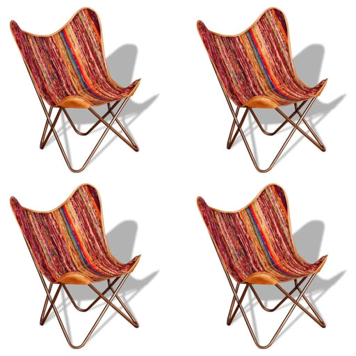 Butterfly Chairs 4 Pcs Multicolour Chindi Fabric Gl80451