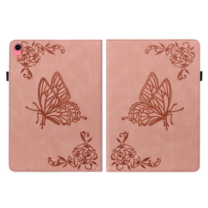 Butterfly Flower Embossed Leather Tablet Case For Ipad 10th
