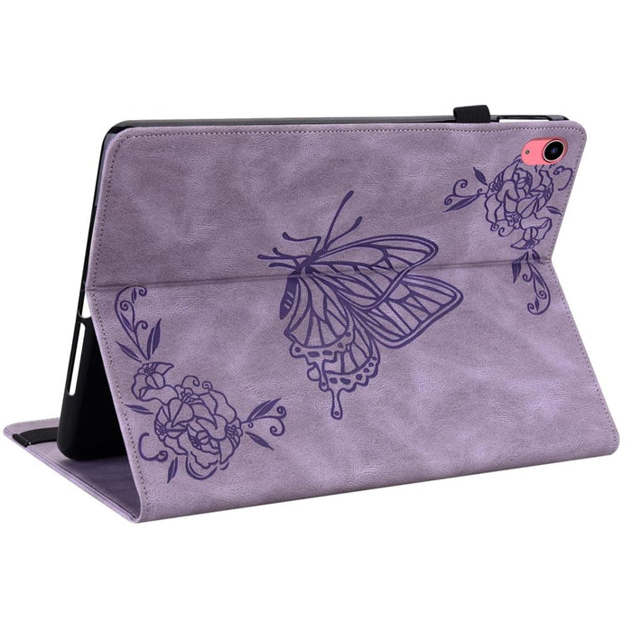Butterfly Flower Embossed Leather Tablet Case For Ipad 10th