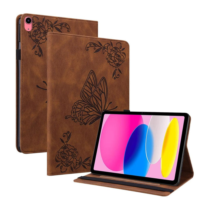 Butterfly Flower Embossed Leather Tablet Case For Ipad 10th