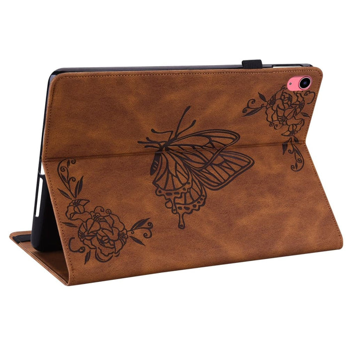 Butterfly Flower Embossed Leather Tablet Case For Ipad 10th