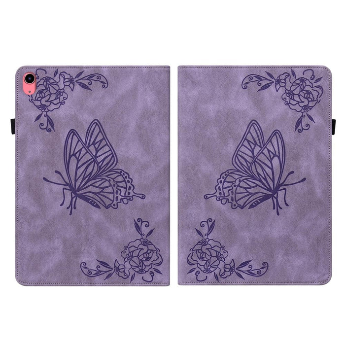 Butterfly Flower Embossed Leather Tablet Case For Ipad 10th