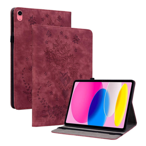 Butterfly Rose Embossed Leather Tablet Case For Ipad 10th