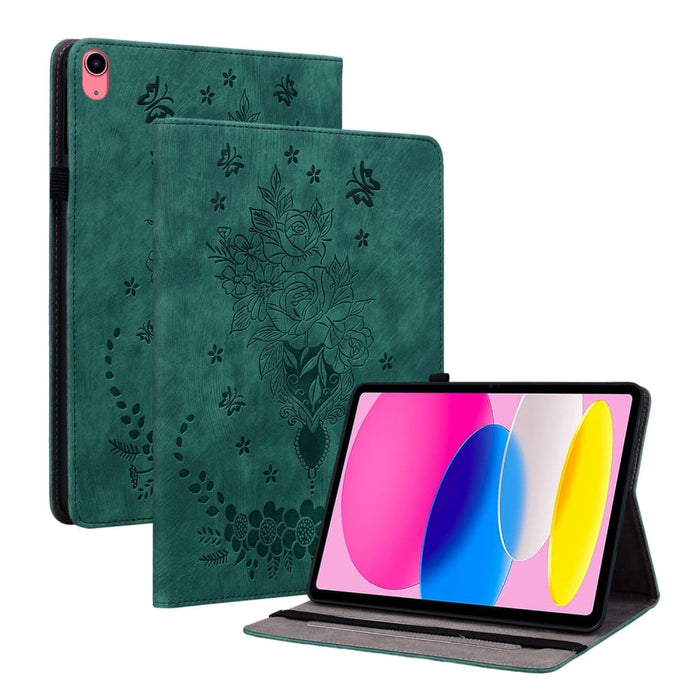 Butterfly Rose Embossed Leather Tablet Case For Ipad 10th