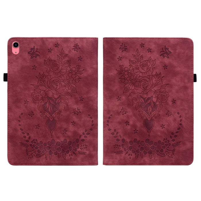 Butterfly Rose Embossed Leather Tablet Case For Ipad 10th