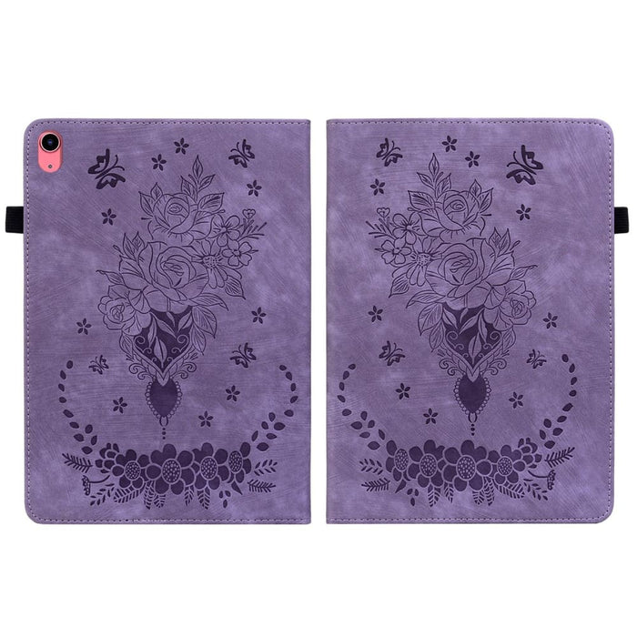 Butterfly Rose Embossed Leather Tablet Case For Ipad 10th