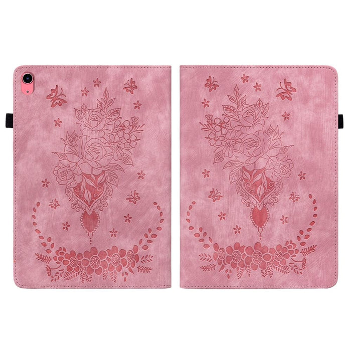 Butterfly Rose Embossed Leather Tablet Case For Ipad 10th