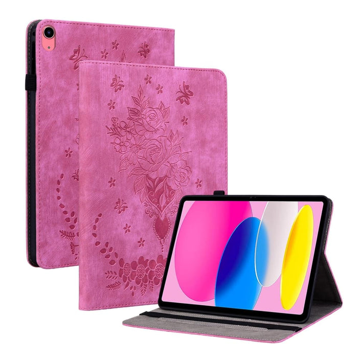 Butterfly Rose Embossed Leather Tablet Case For Ipad 10th