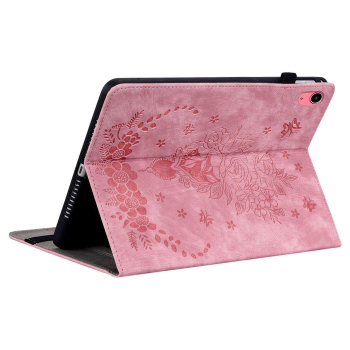 Butterfly Rose Embossed Leather Tablet Case For Ipad 10th