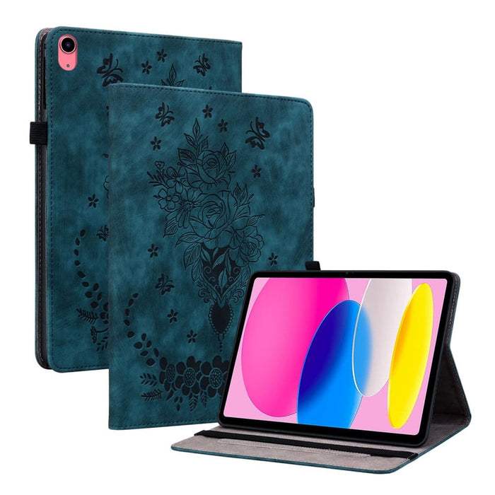 Butterfly Rose Embossed Leather Tablet Case For Ipad 10th