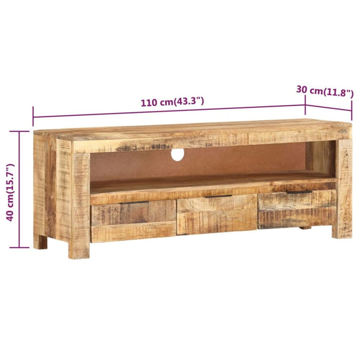 Tv Cabinet 110x30x40 Cm Solid Wood Rough Mango Ttnbxl