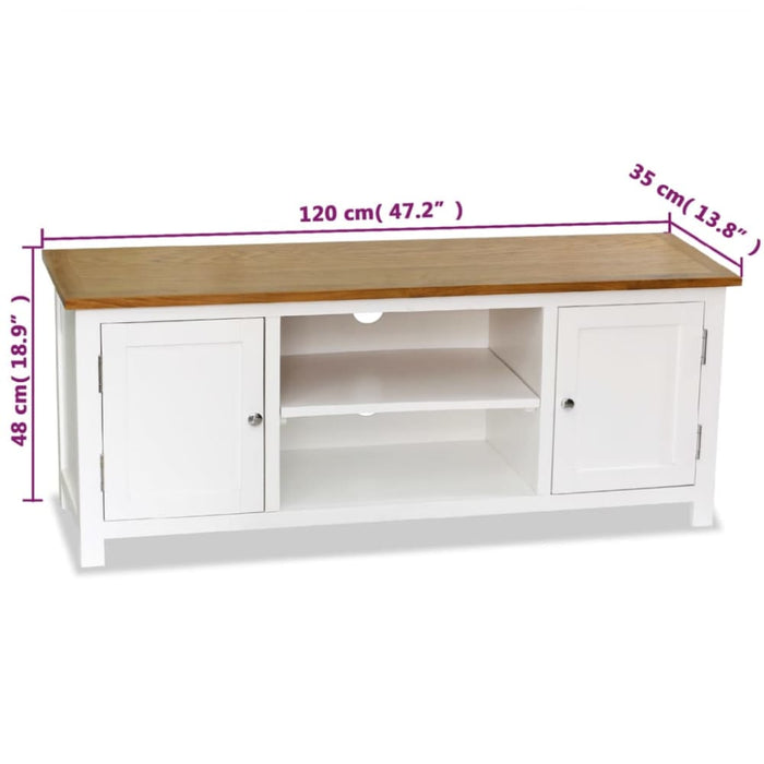 Tv Cabinet 120x35x48 Cm Solid Oak Wood Xaibpk