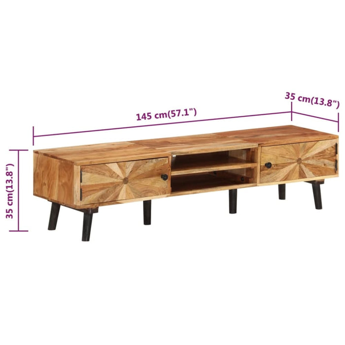 Tv Cabinet 145x35x35 Cm Solid Wood Acacia Ttnaxo