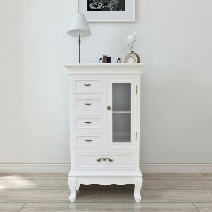 Cabinet with 5 Drawers 2 Shelves White Xaoopb