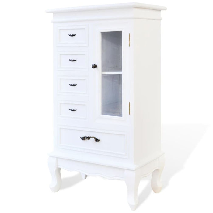 Cabinet with 5 Drawers 2 Shelves White Xaoopb