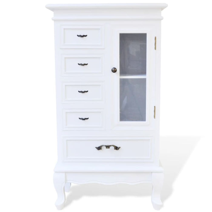 Cabinet with 5 Drawers 2 Shelves White Xaoopb