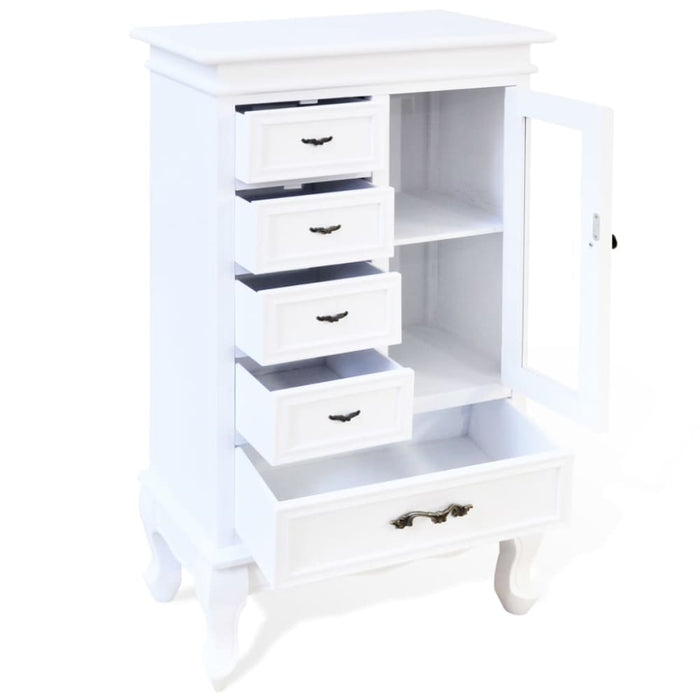Cabinet with 5 Drawers 2 Shelves White Xaoopb