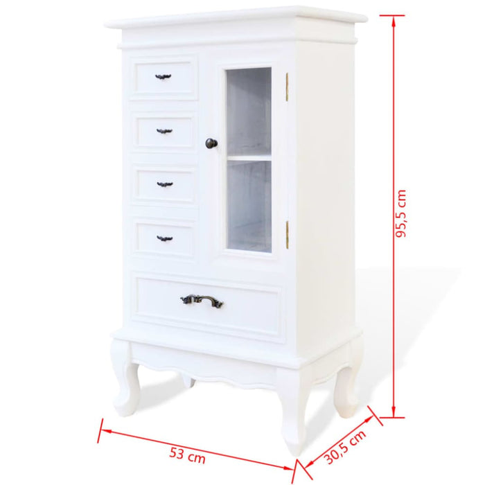 Cabinet with 5 Drawers 2 Shelves White Xaoopb