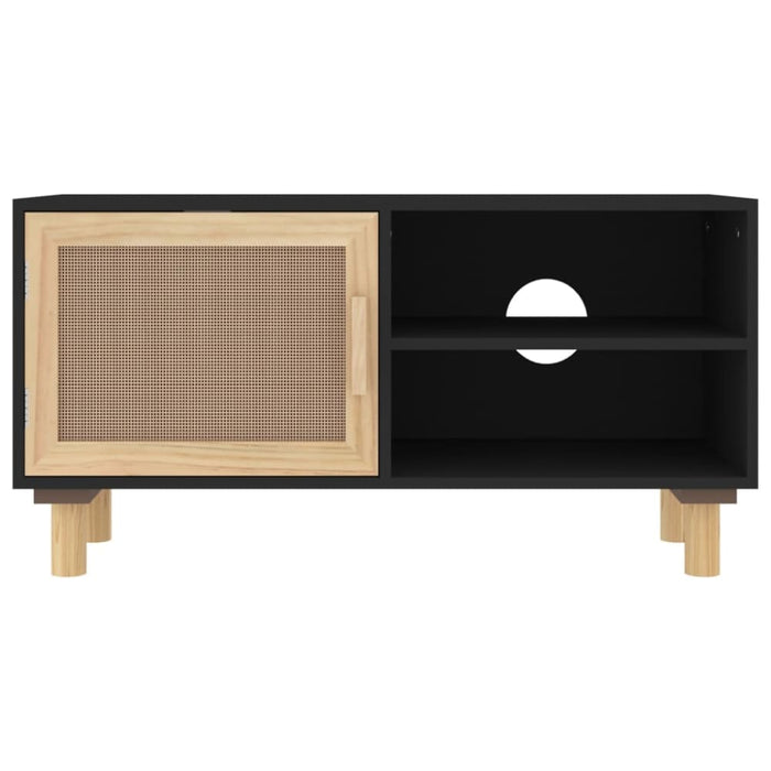 Tv Cabinet Black 80x30x40 Cm Solid Wood Pine and Natural