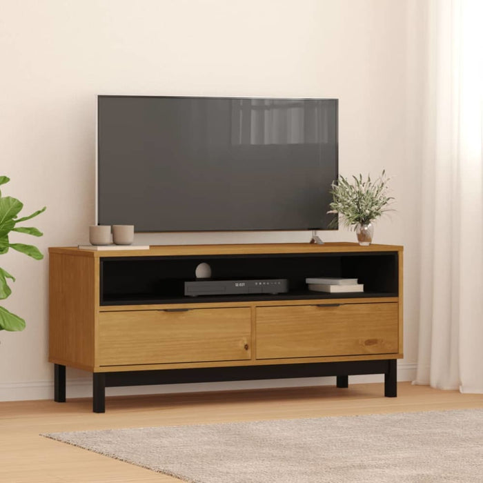 Tv Cabinet Flam 110x40x50 Cm Solid Wood Pine Tpinok