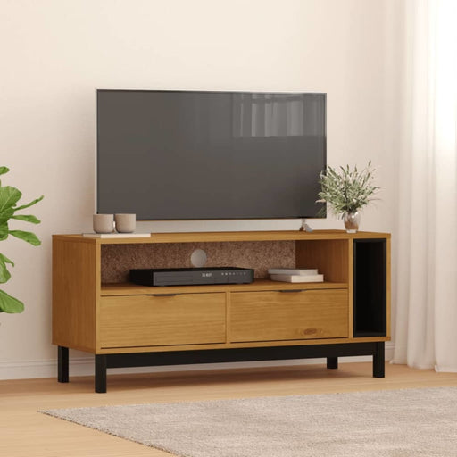 Tv Cabinet Flam 110x40x50 Cm Solid Wood Pine Tpinxb