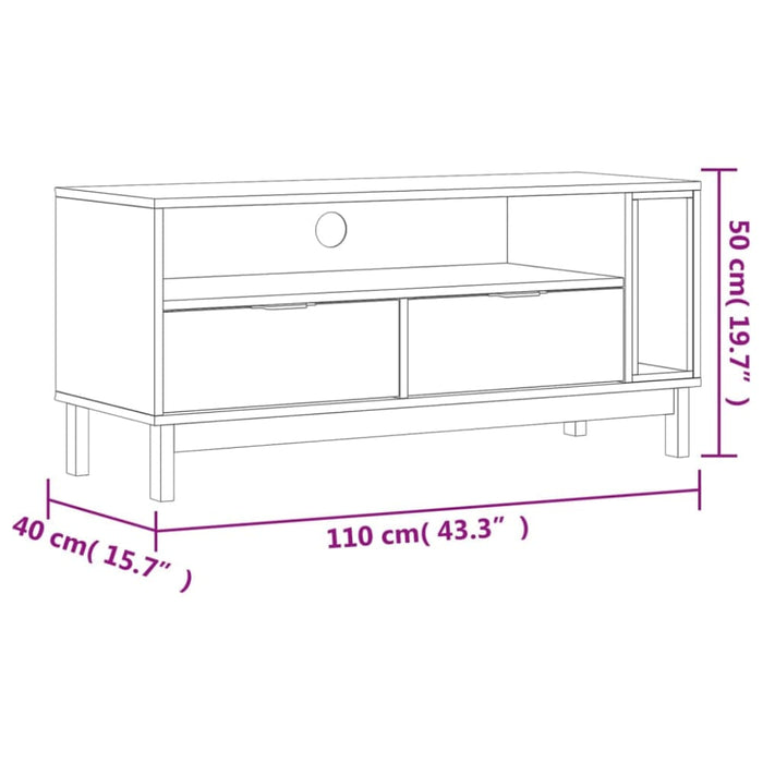 Tv Cabinet Flam 110x40x50 Cm Solid Wood Pine Tpinxb