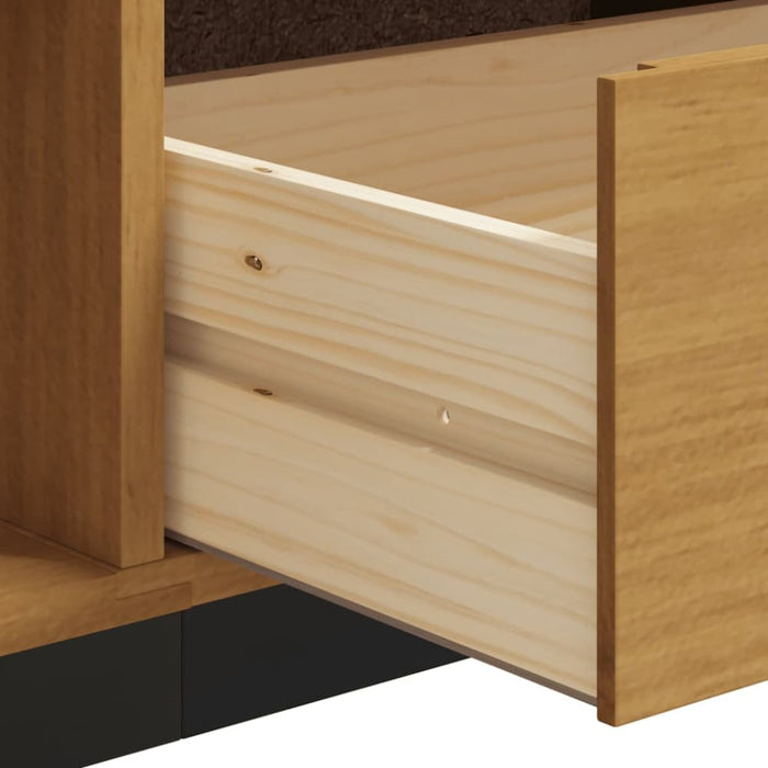 Tv Cabinet with Glass Door Flam 158x40x50 Cm Solid Wood