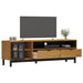 Tv Cabinet With Glass Door Flam 158x40x50 Cm Solid Wood