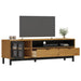Tv Cabinet with Glass Door Flam 158x40x50 Cm Solid Wood